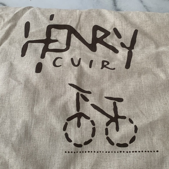 Henry Cuir Tote Embroidered Brown cow Hyde Leather Rustic Bohemian - Picture 9 of 14